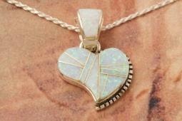 Calvin Begay Fire and Ice Opal Sterling Silver Heart Pendant